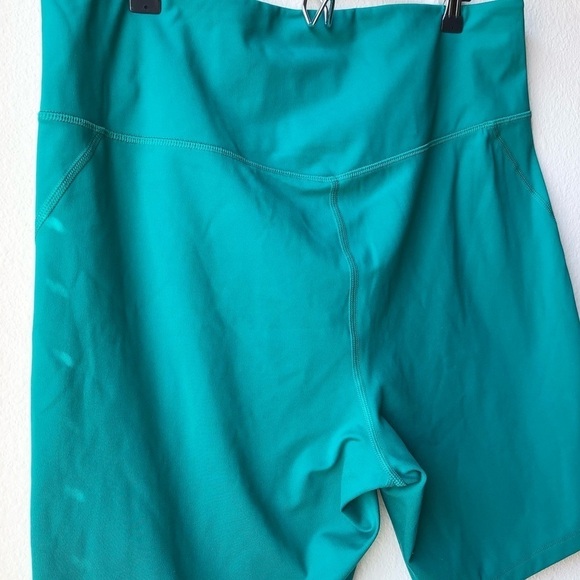 Girlfriend Collective High Rise 8” Inseam Biker Shorts in Aqua Green Sz 4xL - Picture 10 of 14
